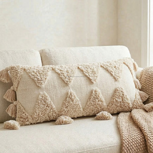 Multi Tassel Tufted Cushion Cover Modern Tribal Textured Pillow Case Indian Wholesale Tufted Bohemian Pillowslip <b>Sofa</b> <b>Bed</b> Decor - Product Image 6