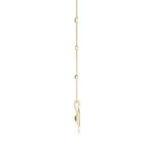 14K <b>Solid</b> <b>Gold</b> IGI Certified Oval Cut Emerald And Diamond Halo Geometric Necklace High Quality Luxury Party Wear Necklace - Product Image 2