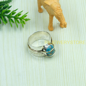 Blue Copper Turquoise Handmade <b>Statement</b> <b>Ring</b> 925 Sterling <b>Silver</b> Brass Wire Wrap Designer Boho Gemstone <b>Ring</b> for Women Him - Product Image 3