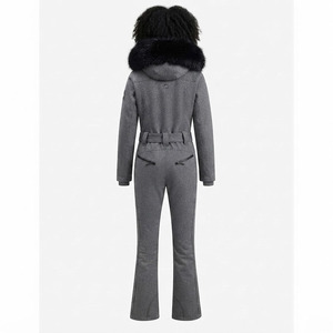Combinaison de ski unisexe respirante en polyester imperméable et coupe-vent avec capuche en fourrure et ceinture, combinaison d'hiver pour activités de plein air - Product Image 3