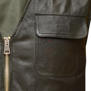 Chaleco de Cuero Genuino para Hombre, Cuello Alto, Cierre Completo, Casual, para Pesca, Senderismo, Ajuste Regular, Multibolsillos, Chaleco Utilitario para Exteriores - Product Image 5