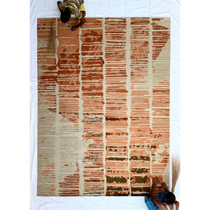 Alfombra Lavable de Lana/Seda Anudada a Mano con Patrón Geométrico Moderno, Pelo Alto Extra Grueso para Uso Doméstico y Comercial - Product Image 1