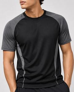 T-shirt à manches courtes col rond pour homme Noir Gris Écologique 100% polyester Tissu tricoté Coupe classique Style décontracté 180g - Product Image 5