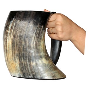 Mug authentique en corne véritable, écologique, style Viking, personnalisé, en corne de buffle naturelle, tasse à bière médiévale, souvenir en corne. - Product Image 3