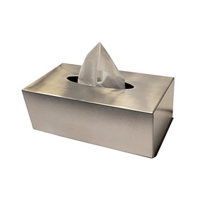 Tabletop <b>Tissue</b> Box Cover Modern Steel Metal Napkin Box With Silver Finished Decorative <b>Holder</b> For <b>Kitchen</b> Bathroom Use - Product Image 1