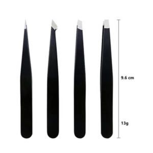 4PCS Stainless Steel Eyebrow Tweezers Set Slant Tip with Case Wholesale Beauty Tools OEM Private Label - Product Image 1