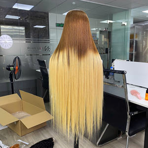 Perruque longue et lisse en cheveux vietnamiens soyeux, couleur blonde ombrée, pour femmes, prix de gros direct usine, produit capillaire - Product Image 2