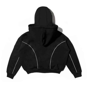Veste de survêtement noire oversize à capuche, épaisse, zippée, avec imprimé graphique, vêtement de sport, logo personnalisé, veste de course à fermeture éclair - Product Image 5