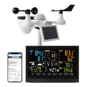 Stazione Meteo Domestica con Display a Colori da 7,5 Pollici, Sensore Esterno Wireless Solare, Sensore Ambientale Interno/Esterno Wi-Fi 7 in 1 di Ala - Product Image 1