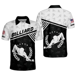 Camiseta de Billar para Hombre, Manga Corta, Sólida, de Secado Rápido, Poliéster/Algodón, Tejido de Punto, Diseño Deportivo Informal, Nombre Personalizado, Bandera Americana - Product Image 1