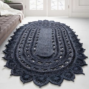 Alfombra Rectangular Bohemia Hecha a Mano con Patrón Geométrico, Hilos Reciclados, Pelo Corto, Ecológica, Apta para Mascotas, para Picnic y Sala de Estar - Product Image 6