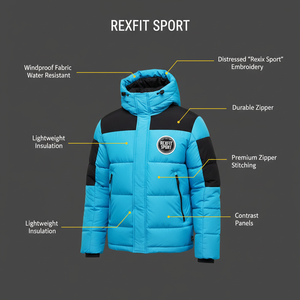 Chaqueta de Invierno Acolchada con Capucha Personalizada RexFit Sports para Hombre y Mujer, Abrigo de Plumón para Exteriores con Logotipo Bordado OEM - Product Image 5