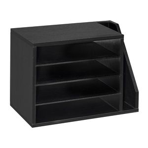 Organizzatore da Ufficio in Legno a 4 Scomparti per Documenti e Lettere con Vassoi Verticali Laterali Rimovibili - Product Image 1