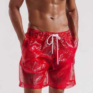 Pantalones Cortos de Malla Transparente Tejida para Hombre, Cintura Alta con Cordón Ajustable, 100% Poliéster, Pantalones Cortos Transparentes de Secado Rápido para Hombre - Product Image 4