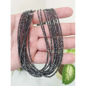 15 Inches Strands of 100% Natural <b>Black</b> Diamond Bead 1.6-2.4 mm Rondelle Packaged in <b>Bag</b> jewelry making bulk supply - Product Image 3