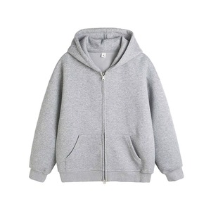 เสื้อฮู้ดซิปผู้ชาย ผ้าฝ้ายฟลีซ 100% สีพื้น ทรงโอเวอร์ไซส์ สวมใส่สบายๆ สำหรับฤดูใบไม้ร่วง - Product Image 4