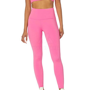 High Waist Pink <b>Leggings</b> Full <b>Length</b> Solid Color Stretch Knitted Women's Workout Pants All Seasons Basic Style - Product Image 2