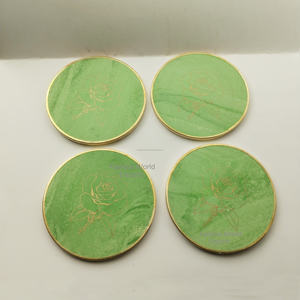 ที่รองแก้วเครื่องดื่มหินอ่อนสีเขียวทรงกลมแบบพรีเมียมพร้อมลายกุหลาบสีทองที่สลับซับซ้อนแผ่นรองเครื่องดื่มซึมซับดีทันสมัยและใช้งานได้จริง - Product Image 4