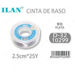 Nastro in raso Iln 2,5 cm x 25 iarde colore argento per artigianato e decorazioni - Product Image 3