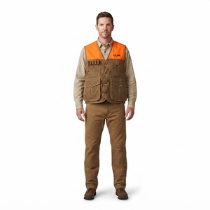 Chaleco de Caza Personalizado de Lona Resistente Color Naranja Brillante para Hombre, Chaleco de Tiro Multibolsillos, Fabricante olinc sports - Product Image 1