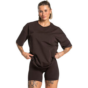 Camiseta Casual de Algodón 100% de Primera Calidad para Mujer, Corte Ajustado, con Logotipo y Diseño Personalizados, Color Marrón, Ropa de Marca Privada - Product Image 1