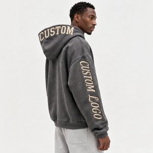 Sweat à capuche oversize tendance pour homme, broderie 3D personnalisée, police artistique, vêtement streetwear premium - Product Image 2