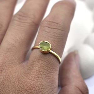 Peridot Gemstone <b>Adjustable</b> <b>Ring</b> Gold Plated Handmade Natural Crystal August Birthstone Minimal Jewelry Women Gift - Product Image 5