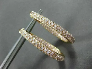 Tishya Diamond Moissanite <b>Hoop</b> Earrings Yellow Gold Plated 925 <b>Silver</b> Pave Diamond Style for Women - Product Image 2