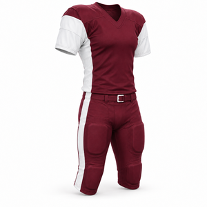 Ensemble d'uniformes de football américain 12 panneaux bordeaux et blanc avec rembourrage et panneaux latéraux intégrés - Product Image 2