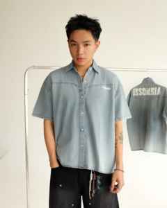 Chemises en jean délavé coupe ample à boutons, style HIGH STREET, séchage rapide, pour hommes et femmes, marque Insomnia, fabrication OEM ODM, usine vietnamienne - Product Image 6