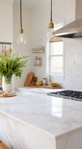 Encimera de Mármol Blanco Pulido, Superficie Sólida Moderna para Isla de Cocina, Ideal para Hoteles - Product Image 3