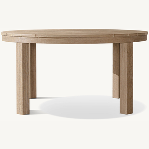 Mesa redonda en oferta, hecha de madera de teca, con un estilo moderno y sencillo, apta para uso en exteriores, resistente a la intemperie. - Product Image 1
