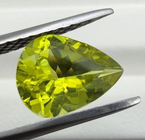 Pierre précieuse naturelle Chrysoberyl, taille poire, 7,30x9,80 mm, 2,00 carats, jaune vert vif, pierres Shamim pour la fabrication de bijoux - Product Image 1