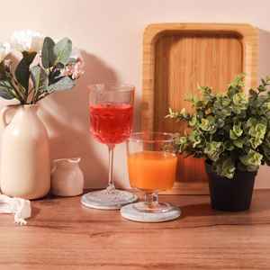 Ensemble de sous-verres élégants en marbre artisanal, sous-verres en pierre naturelle, accent de décoration élégant pour la maison - Product Image 5