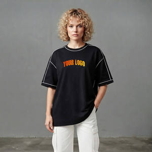 Nueva Camiseta Negra Extra Grande para Mujer con Logotipo Estampado, Cuello Redondo, Manga Corta, Corte Holgado, Tejido de Algodón, Ropa Casual - Product Image 4
