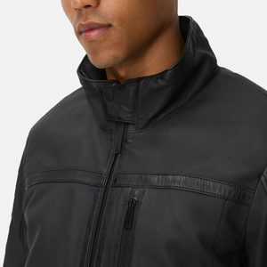 Veste en cuir pour homme de qualité supérieure, service OEM, prix de gros, veste en cuir véritable à fermeture éclair, best-seller - Product Image 6