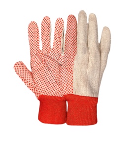 ถุงมือผ้าฝ้ายลายจุดสีแดงพีวีซีขนาด8ออนซ์สำหรับเจาะข้อมือถักกริปพรีเมียมและความปลอดภัยในการทำงานทั่วไป - Product Image 4