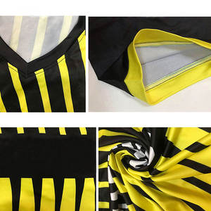Conjunto de Camiseta y Pantalones Cortos de Fútbol para Hombre, Rayas Negras y Naranjas, Cuello Redondo, Absorbe la Humedad, Ajustado, 100% Poliéster, Impresión Sublimada, Talla Adulto - Product Image 6