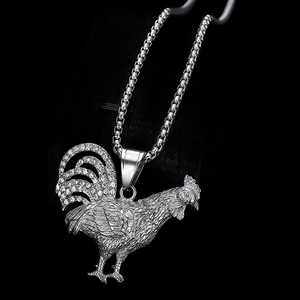 Pendentif Coq de Luxe en Argent 925, Breloque Hiphop en Forme de Croix à Thème Animal pour Usage Quotidien Unisexe - Product Image 2