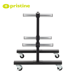 Modern Durable Cast Iron & Metal Stable A-frame Rolling Foldable Bumper <b>Plate</b> <b>Rack</b> with Wheels Commercial Gym Equipment Storage - Product Image 3