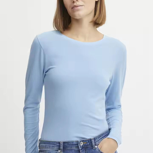 T-shirt tendance pour femme, personnalisé, style streetwear décontracté, haut de mode, OEM, vente en gros, uni, été, en toile, anti-boulochage, haute qualité - Product Image 4