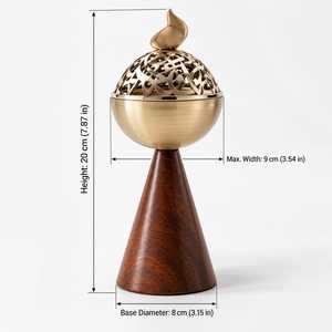 Quemador de Incienso Portátil Moderno de Madera de Pino Terapéutico, Mubkhara, 20cm, con Incienso Árabe Oud Frankincense Skies Trader BB05001 - Product Image 6