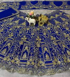 ชุดเลเฮนกาโชลีผ้าเน็ตเนื้อนุ่มคุณภาพพรีเมียม ดีไซน์ทันสมัย ตกแต่งด้วยเลื่อมแบบอินเดีย-ปากีสถาน ผ้าแคนวาสพัตตา เหมาะสำหรับงานแต่งงานช่วงฤดูร้อน ความยาวคลุมพื้น - Product Image 3