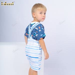 Combinaison courte pour garçons avec broderie de crabe, t-shirt imprimé 100% coton, été, ODM OEM, fabrication sur mesure en gros, fabriqué au Vietnam-DR4182 - Product Image 4
