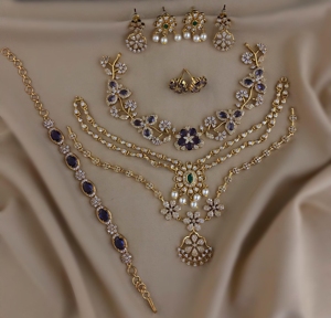Premium Quality CZ Necklace <b>Sets</b> Combo Offer Perfect For Both Party & Office Wear Beautiful Unique Designs Minimal Wear - Product Image 1