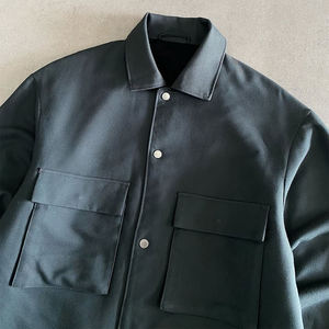 Men's Slim Fit Winter <b>Canvas</b> <b>Jacket</b> Stand Collar Custom Logo Embroidered Label Breathable Windproof Casual Design Front - Product Image 1