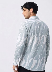 Men's Long Sleeve Camouflage Printed Casual Shirt Single Button Turn-<b>down</b> Collar Full Sleeve Breathable Linen Cotton Summer Wear - Product Image 2
