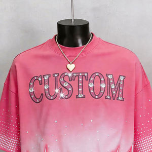 Custom <b>Sun</b> Fade Rhinestone Oversized T Shirt for Men Women Premium Streetwear <b>Drop</b> Shoulder Screen Print OEM Wholesale - Product Image 4