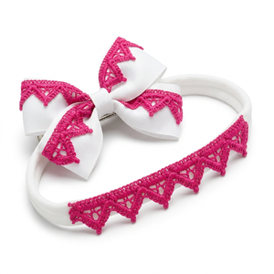 20mm Hot Pink Floral Guipure GPO Lace Trim Customizable Wholesale Supplier 20 Meter Packing for Hairbands Headbands Gift <b>Boxes</b> - Product Image 1