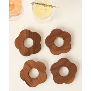 Premium Acacia Wood Coaster Wooden <b>Table</b> <b>Protector</b> for Serving Tea Coffee Beverages Elegant Mats & Pads Design - Product Image 1